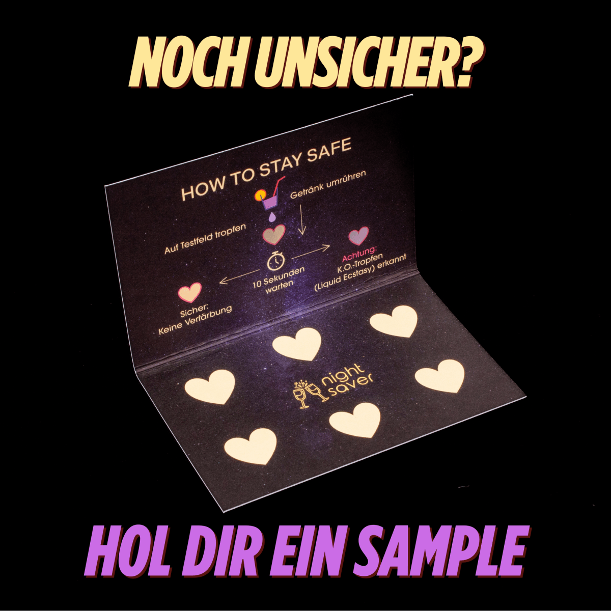 K.O. - Testkarte mit 6 Testfeldern Sample - Night Saver